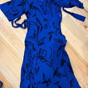 Latched Mama Blue and Black Floral Long Sleeve Dress
